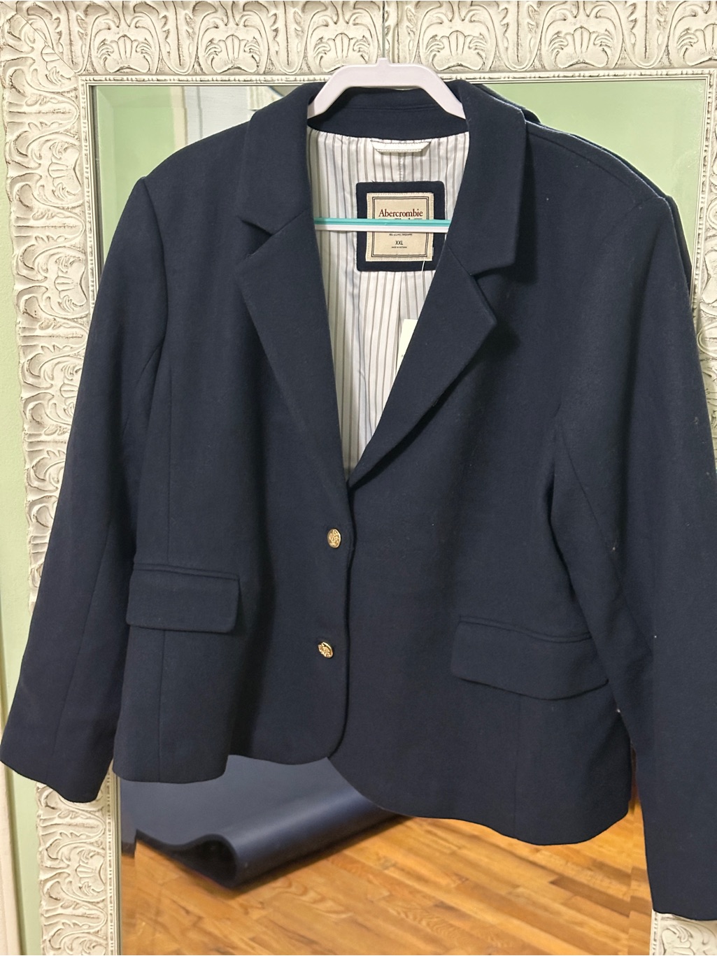 Abercrombie & Fitch Classic Navy Wool-Blend Blazer With Gold Buttons | Size Xxl